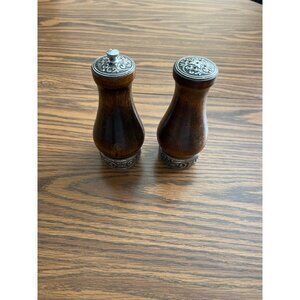 International Silver stainless steel and wood salt & pepper shakers